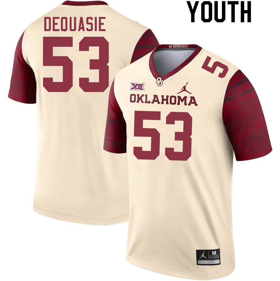 Youth #53 Reed DeQuasie Oklahoma Sooners College Football Jerseys Stitched Sale-Cream - Click Image to Close
